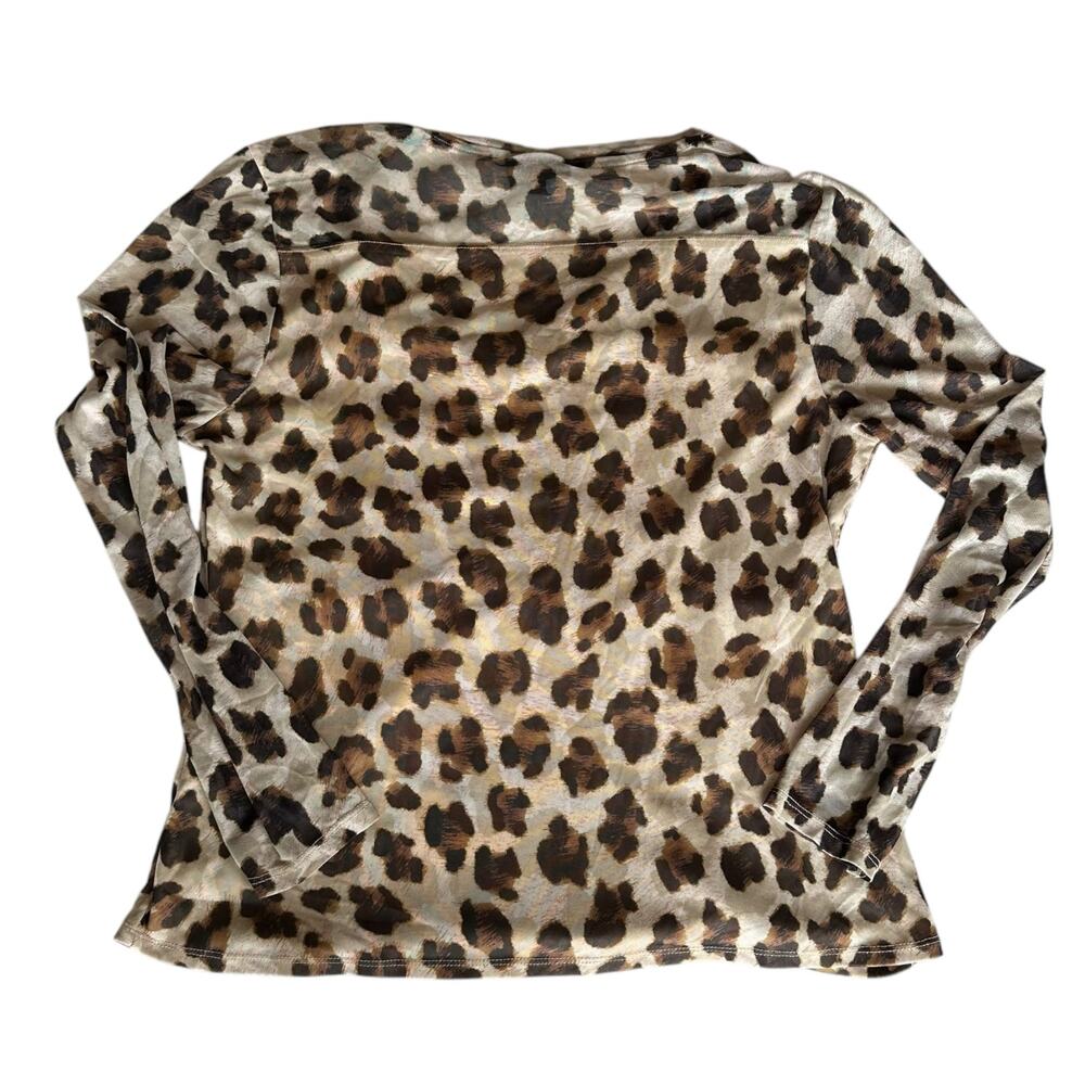 Womens Top Size XXL Cheetah Print Long Sleeve Professional Animal Cinched - Picture 4 of 7